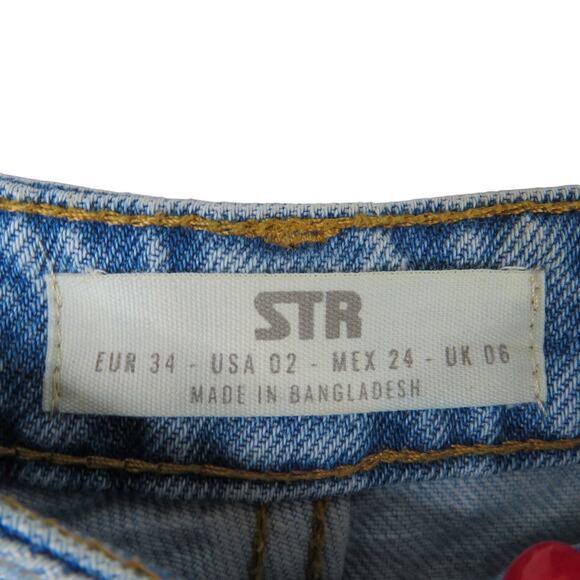 ASOS Stradivarius STR Two Tone High Rise Straight Leg Tapered Jeans Size 2 - Picture 3 of 8